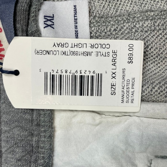 Johnnie-O Tiki Palm Lounger Drawstring 8" Fleece Shorts Gray Size XXL NWT - Picture 7 of 11